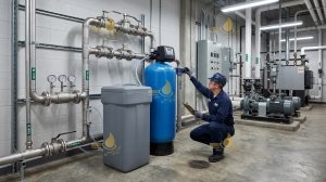 لوله کشی سختی گیر رزینی 11 industrial-resin-softener-motor-room