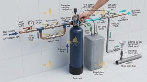 لوله کشی سختی گیر رزینی 12 semi-automatic-resin-softener-piping
